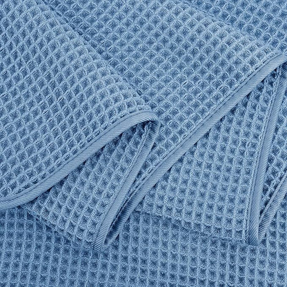 POLYTE Microfiber Quick Dry Lint Free Bath Sheet, 70 x 35 in, Set of 2 (Blue, Waffle Weave)